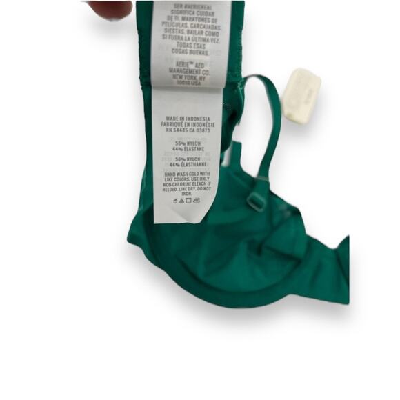 American Eagle Aerie Balconette Bra 32D Emerald Green Unlined Mesh Pushup NEW - Picture 4 of 7